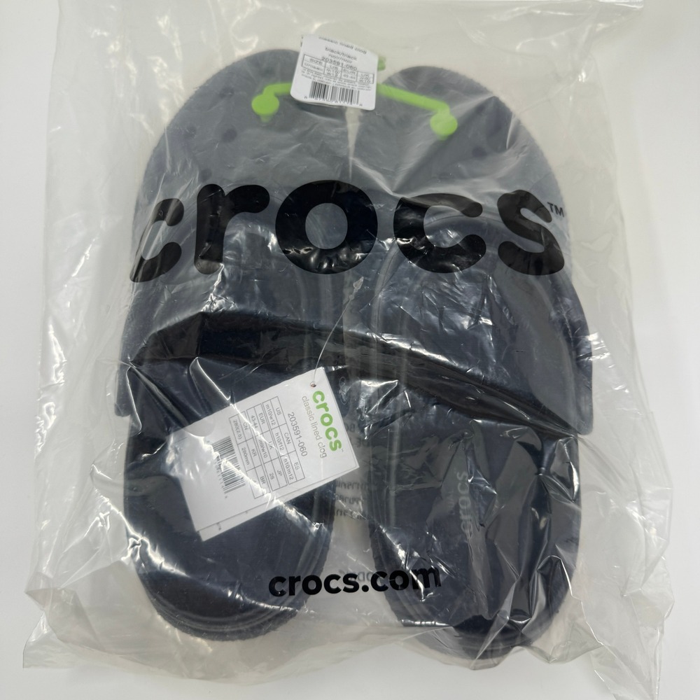 Crocs Classic Lined Clog Black Men's Size 10 203591-060 Warm‎ Fuzzy Comfort Fit